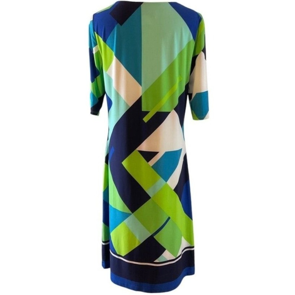 Jessica Howard Women's Blue Green Geometric Abstract Print Shift Dress Size 10 - Picture 5 of 12